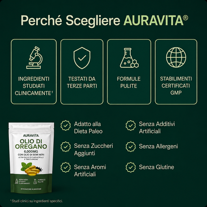 AURAVITA OLIO DI ORIGANO E OLIO DI SEMI NERI