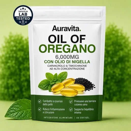 AURAVITA OLIO DI ORIGANO & OLIO DI NIGELLA — ELIMINA LA PSORIASI DALL'INTERNO VERSO L'ESTERNO*