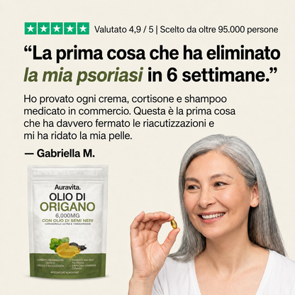 AURAVITA OLIO DI ORIGANO & OLIO DI NIGELLA — ELIMINA LA PSORIASI DALL'INTERNO VERSO L'ESTERNO*
