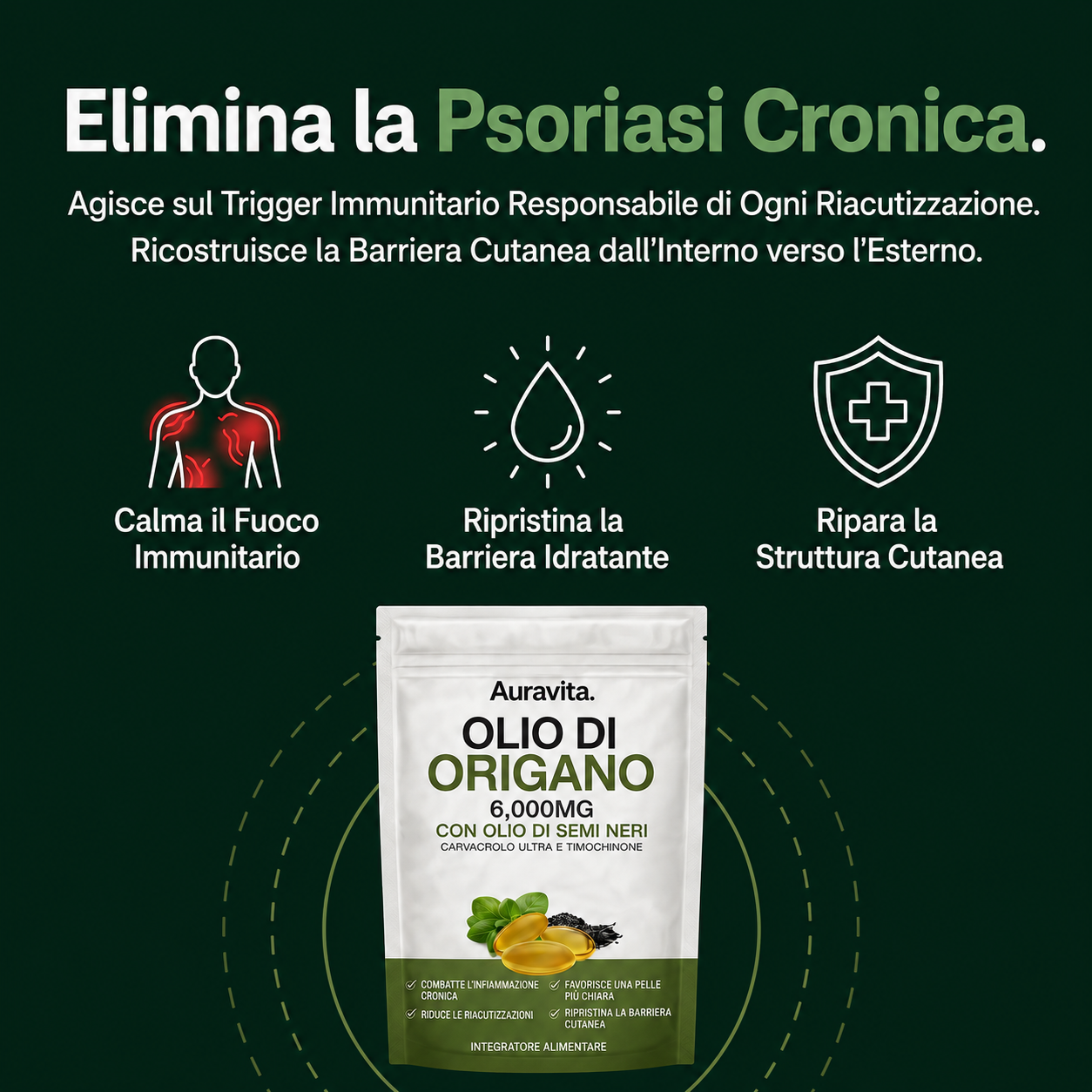 AURAVITA OLIO DI ORIGANO & OLIO DI NIGELLA — ELIMINA LA PSORIASI DALL'INTERNO VERSO L'ESTERNO*